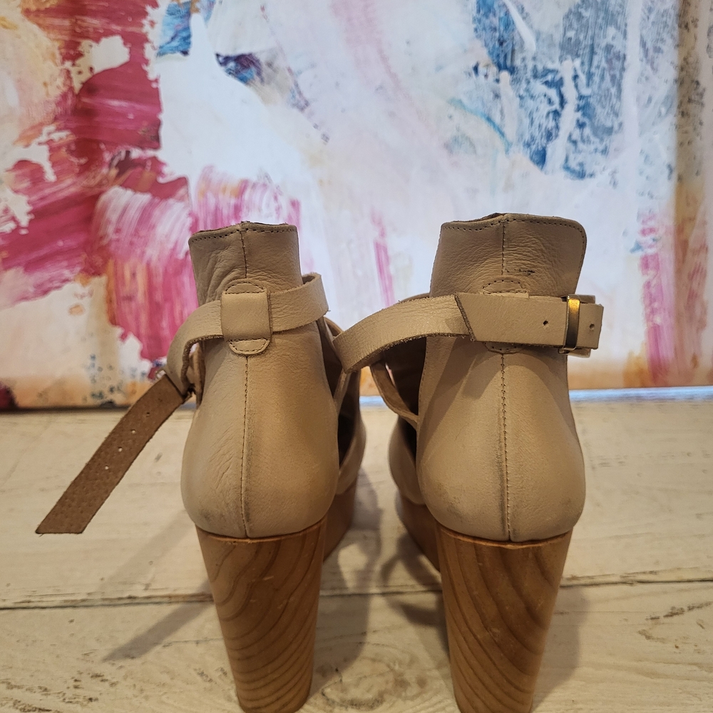Free People Cream Cross-Strap Block Heels - Picture 4 of 10